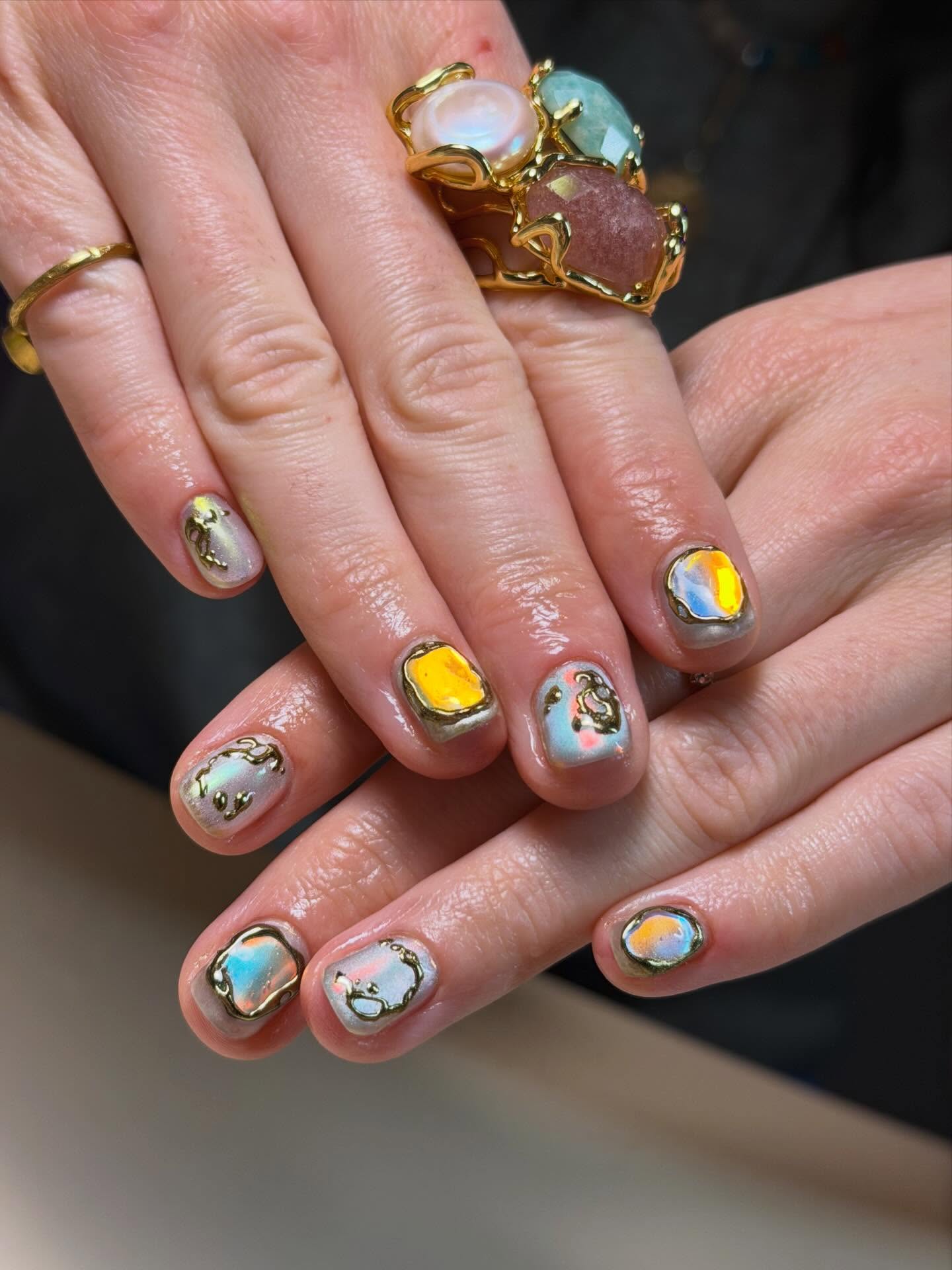 Abstract metallic nail art