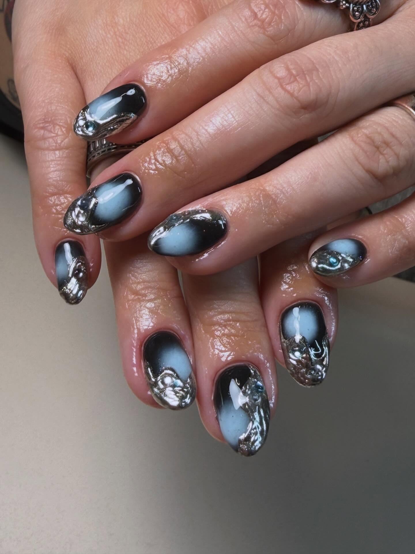 Smoky marble nail design